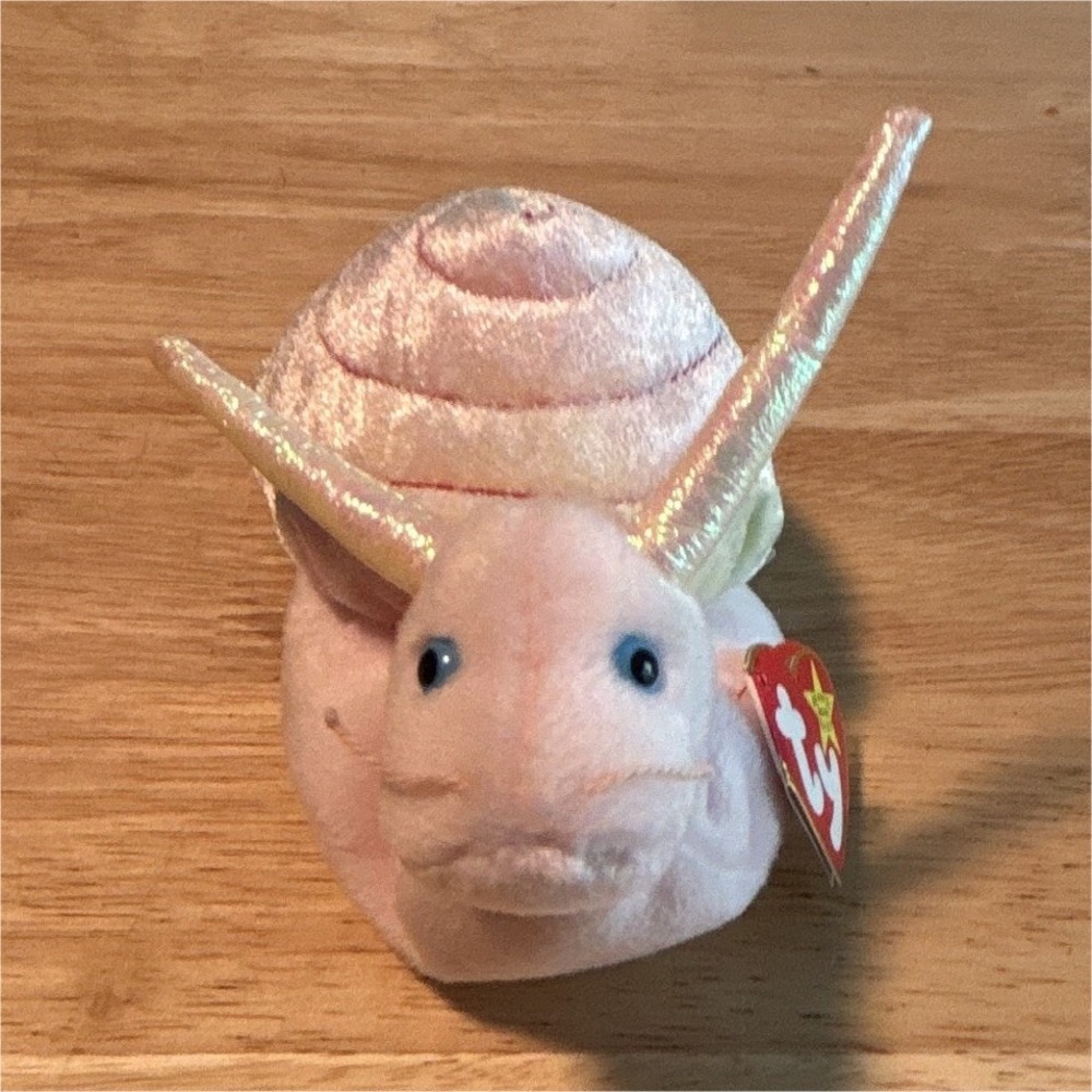 RETIRED Ty Beanie Baby Swirly Pink Snail Plush Beanbag 1999 Recommended Age 3+